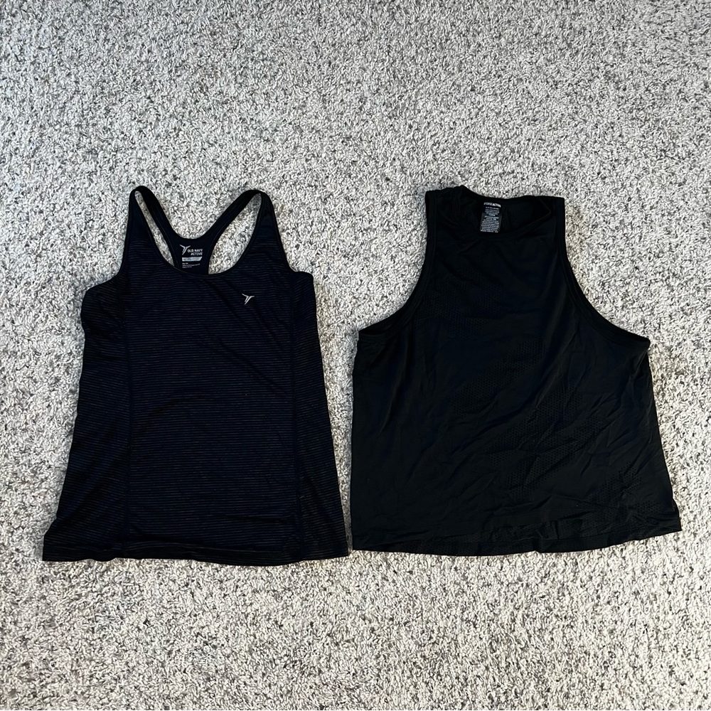 (2) PINK & Old Navy Black Athletic Tops